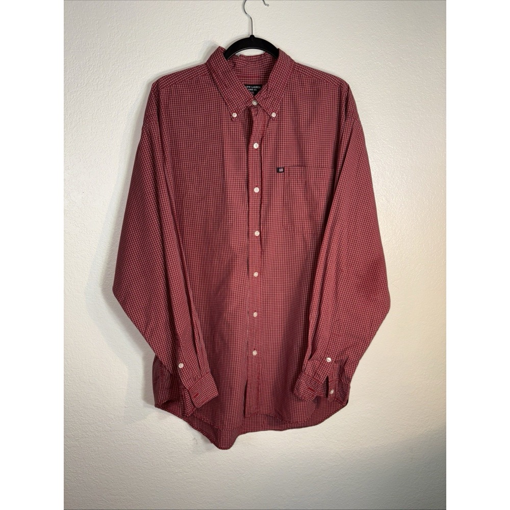Ralph Lauren Jeans Co Men's Shirt Size XL Red‎ Plaid Long Sleeve Button Down Top